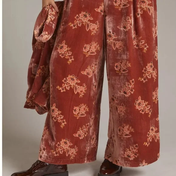 NWOT Anthropologie size small Hutch floral burnout velvet trousers - Picture 5 of 10